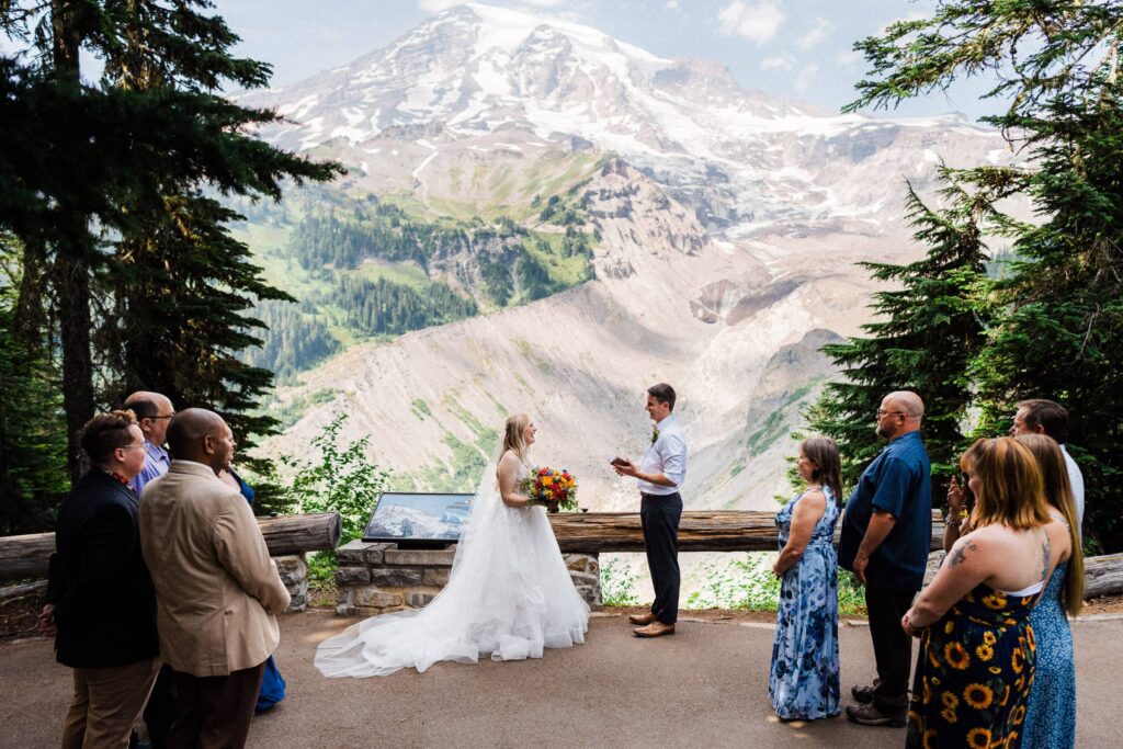 elopement ceremony at Mt Rainier National Park with family
